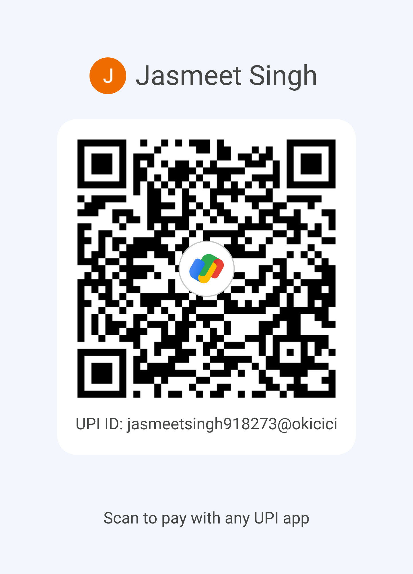 Google Pay QR scanner for Paw Sahara donations