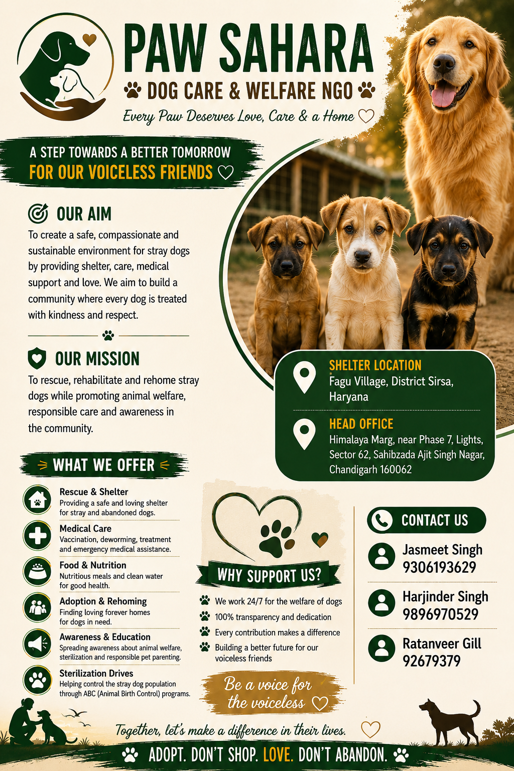 Paw Sahara dog welfare poster